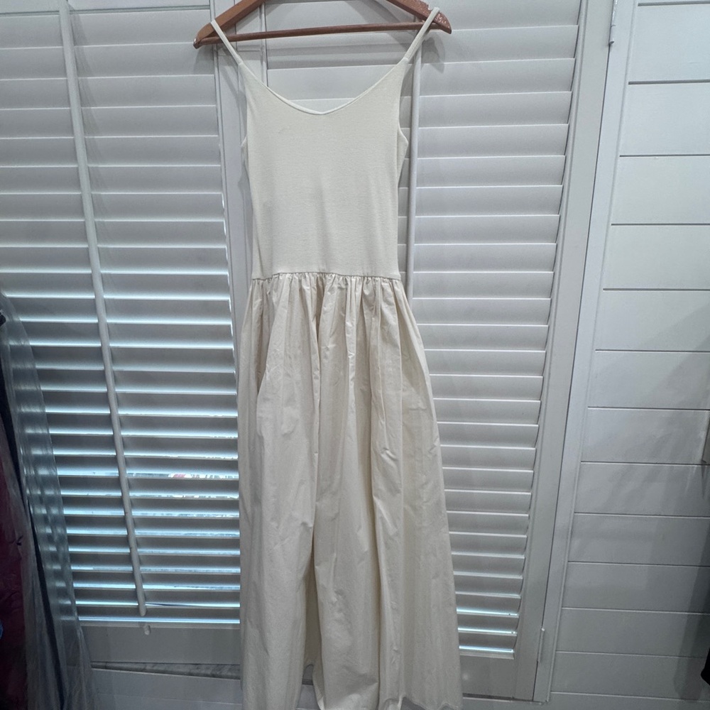 Chic Strappy Midi Dress with Jersey top and Cotton skirt size small